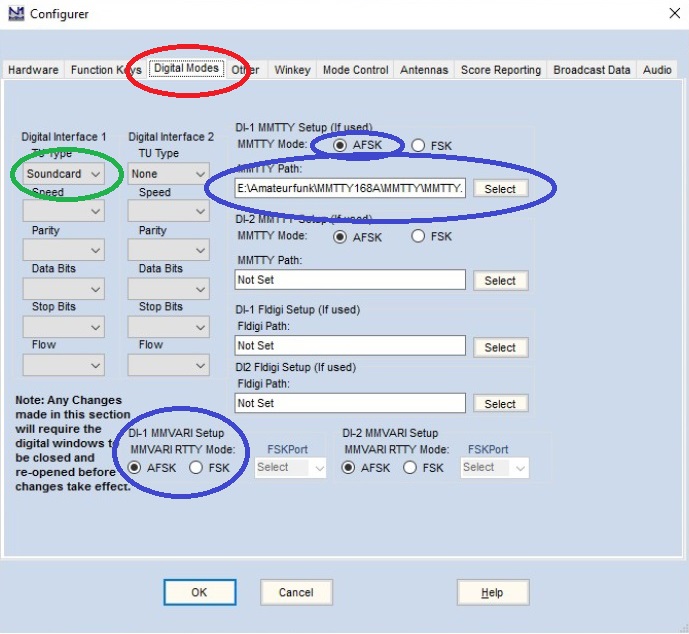 Einstellung Digimodes